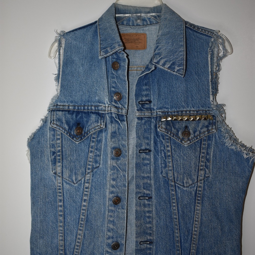 Levi Strauss & Co Studded Distress Denim Vest